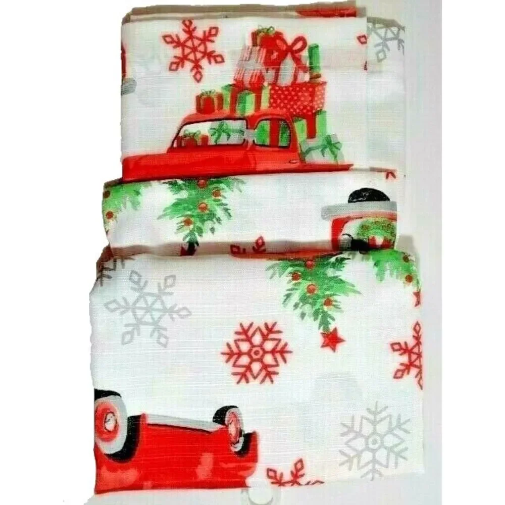 Deborah Connolly Christmas Vintage Truck Gifts Fabric Shower Curtain Bath NEW